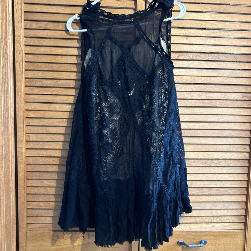 Free People Black Pleated Babydoll Dress